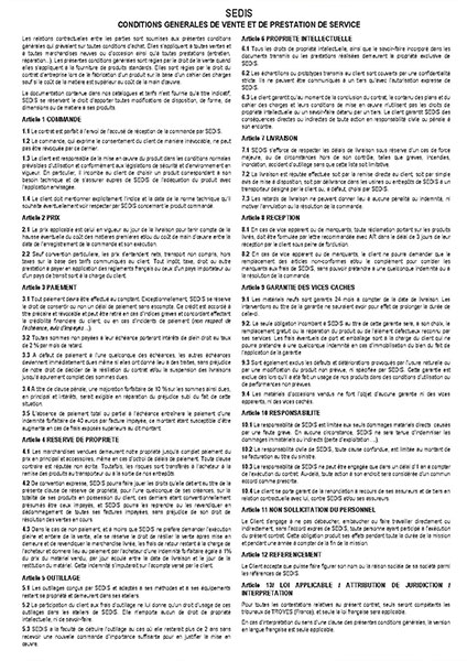 SEDIS conditions générales de vente